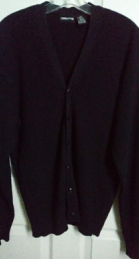Claiborne Black Cardigan Sweater Large